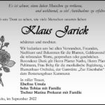 Danksagung Klaus Jarick