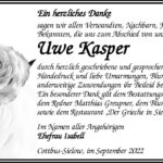 Danksagung Uwe Kasper