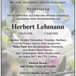 Danksagung Herbert Lehmann