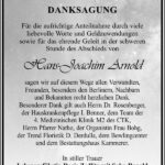 Danksagung Hans-Joachim Arnold