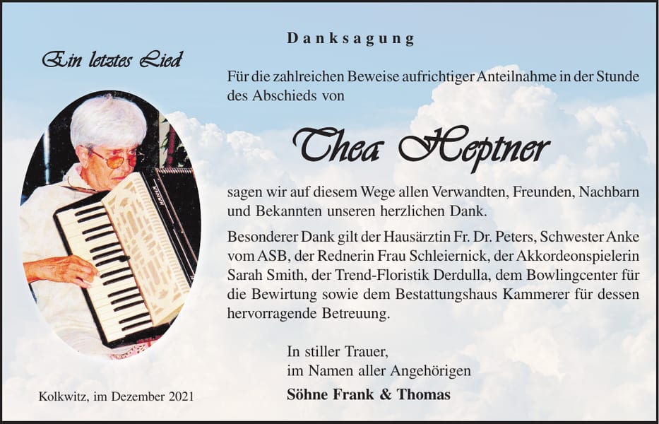 Danksagung Thea Heptner