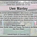Danksagung Uwe Mantey