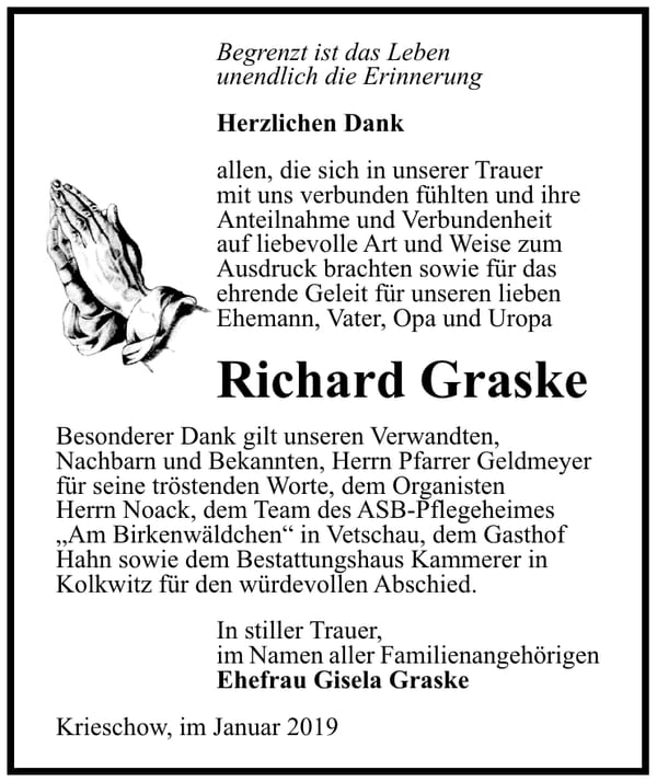 Danksagung Richard Graske