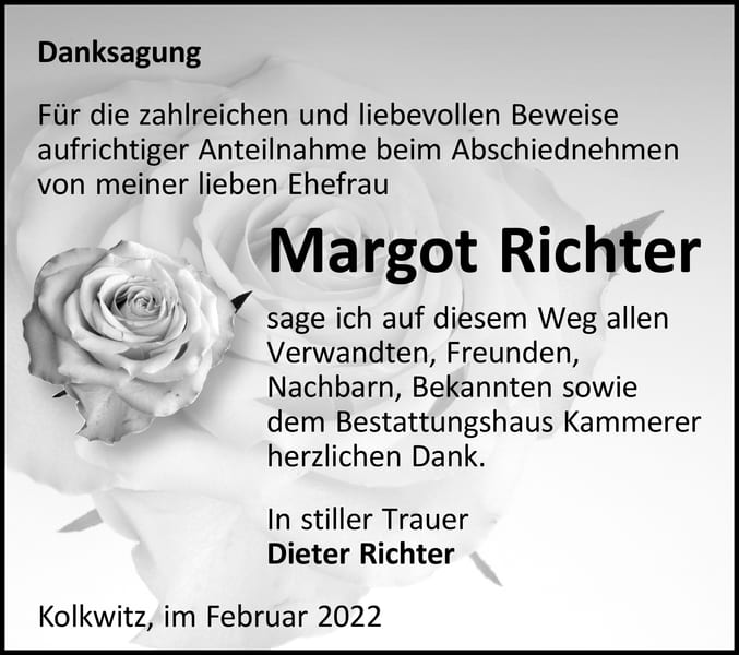 Danksagung Margot Richter