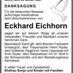 Danksagung Eckhard Eichhorn