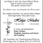 Traueranzeige Helga Mudra