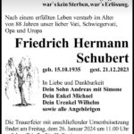 Traueranzeige Friedrich Hermann Schubert