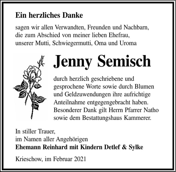Danksagung Jenny Semisch