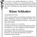 Danksagung Klaus Schlenker