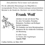 Danksagung Frank Wolf