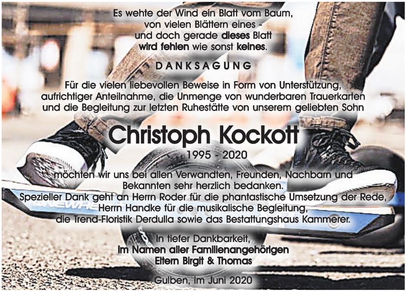 Danksagung Christoph Kockott