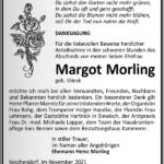 Danksagung Margot Morling, geb. Glinsk