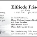 Traueranzeige Elfriede Frisch, geb. Wittig