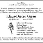 Traueranzeige Klaus-Dieter Giese