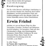 Danksagung Erwin Friebel