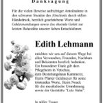 Danksagung Edith Lehmann
