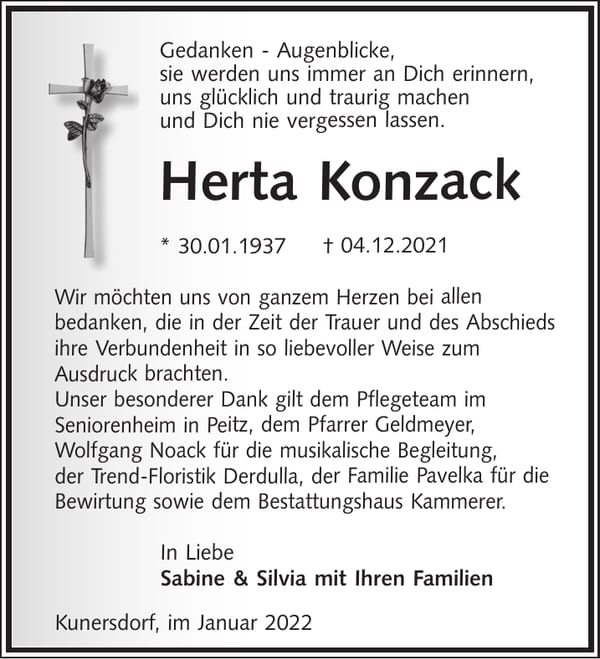 Danksagung Herta Konzack