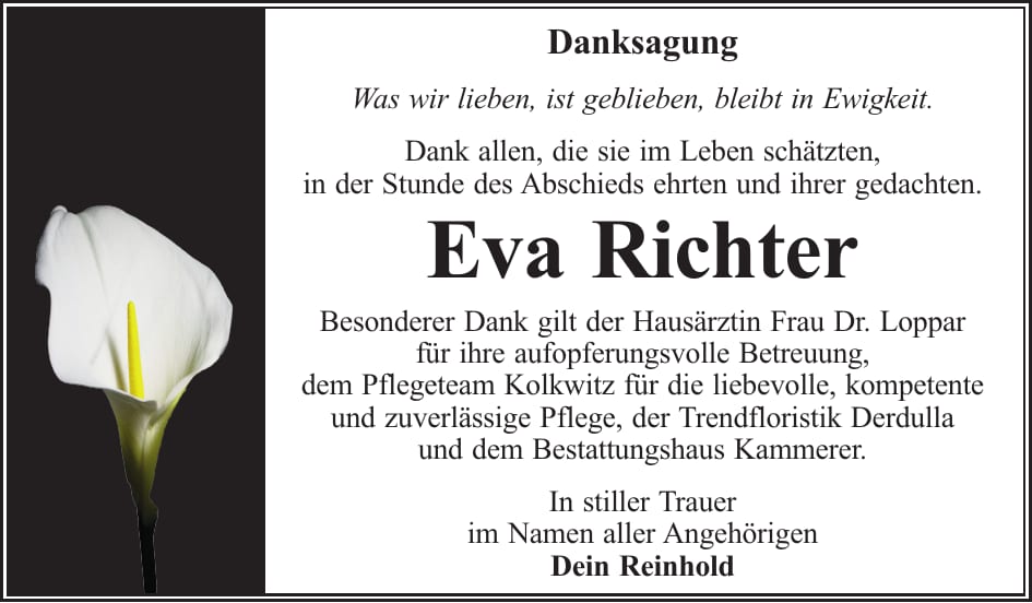 Danksagung Eva Richter