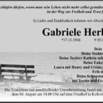 Traueranzeige Gabriele Herbst