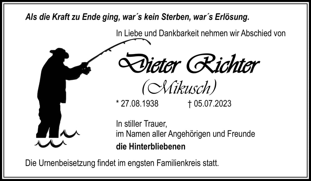 Traueranzeige Dieter Richter (Mikusch)