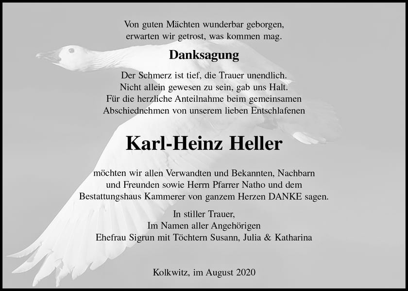 Danksagung Karl-Heinz Heller