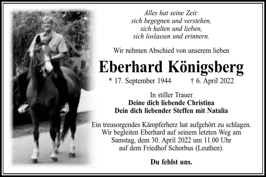 Traueranzeige Eberhard Königsberg