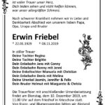 Traueranzeige Erwin Friebel