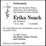 Danksagung Erika Noack, geb. Kschiwan