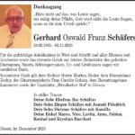 Danksagung Gerhard Oswald Franz Schäfers