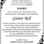Danksagung Günter Roll