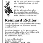 Danksagung Reinhard Richter