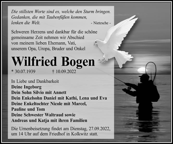 Traueranzeige Wilfried Bogen