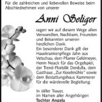 Danksagung Anni Seliger