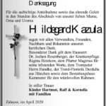 Danksagung Hildegard Kazula