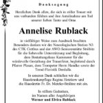 Danksagung Annelise Rublack
