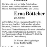 Danksagung Erna Böttcher, geb. Sziedat