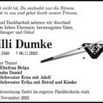 Traueranzeige Willi Dumke