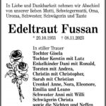 Traueranzeige Edeltraut Fussan