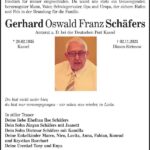 Traueranzeige Gerhard Oswald Franz Schäfers