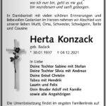 Traueranzeige Herta Konzack, geb. Badack