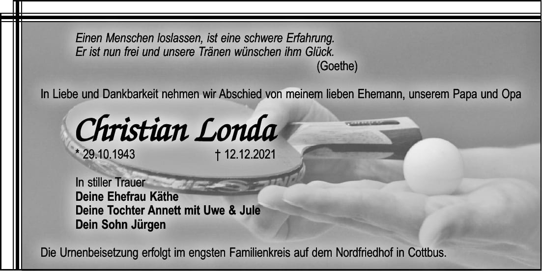 Traueranzeige Christian Londa