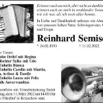 Traueranzeige Reinhard Semisch