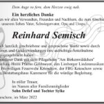 Danksagung Reinhard Semisch