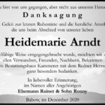 Danksagung Heidemarie Arndt