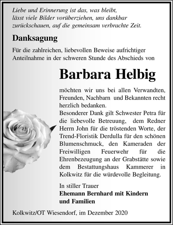 Danksagung Barbara Helbig