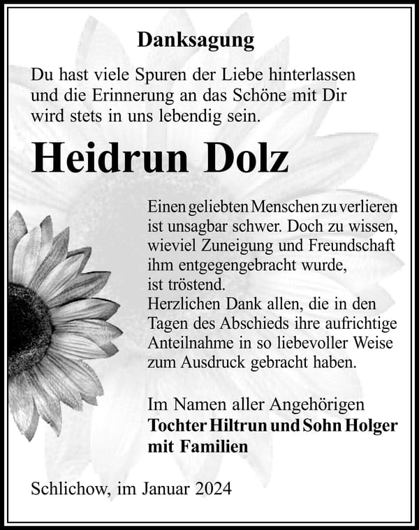 Danksagung Heidrun Dolz