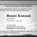 Traueranzeige Renate Konzack, geb. Schlodder