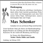 Danksagung Max Schenker