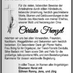 Danksagung Christa Frenzel