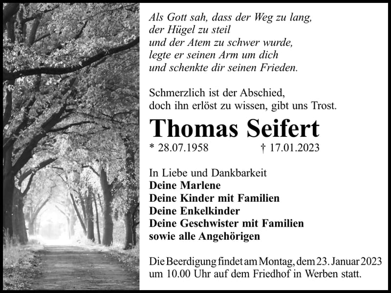 Traueranzeige Thomas Seifert